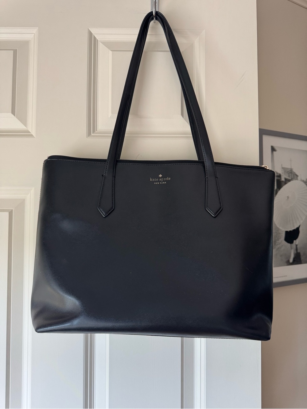 kate spade Black Leather Shoulder Tote